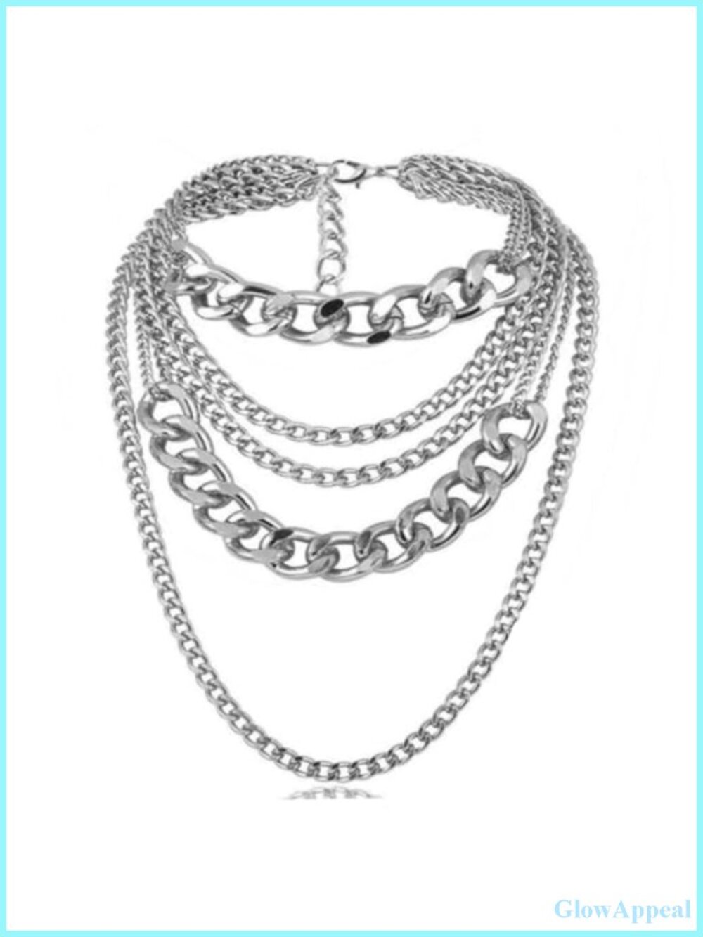 Punk Chain Chunky Multilayer Collar Necklace Silver Handmade Fashion Jewelry